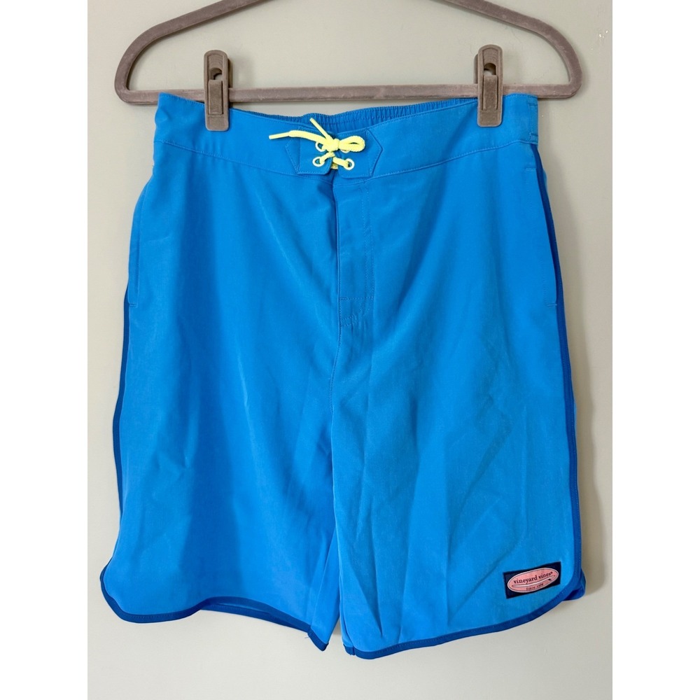Vineyard Vines Unlined Boardshorts Swim Bathing Suit Blue Green Boys' Size XL/18
